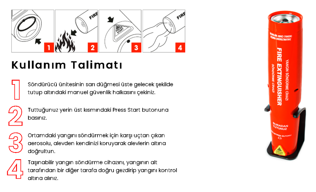 PF1 Aerosol Yangın Söndürücü-Taşınabilir Yangın Söndürme Tüpü-Ev Araç Ofis