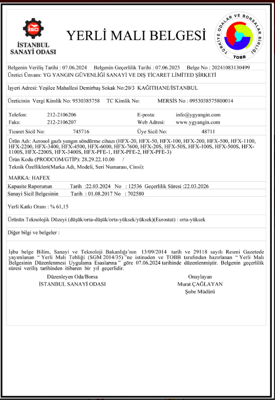 PF3 Triple Aerosol Yangın Söndürücü-Taşınabilir Yangın Söndürme Cihazı