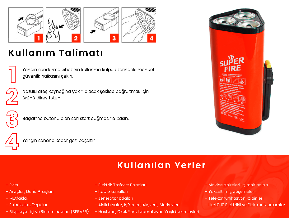 PF3 Triple Aerosol Yangın Söndürücü-Taşınabilir Yangın Söndürme Cihazı