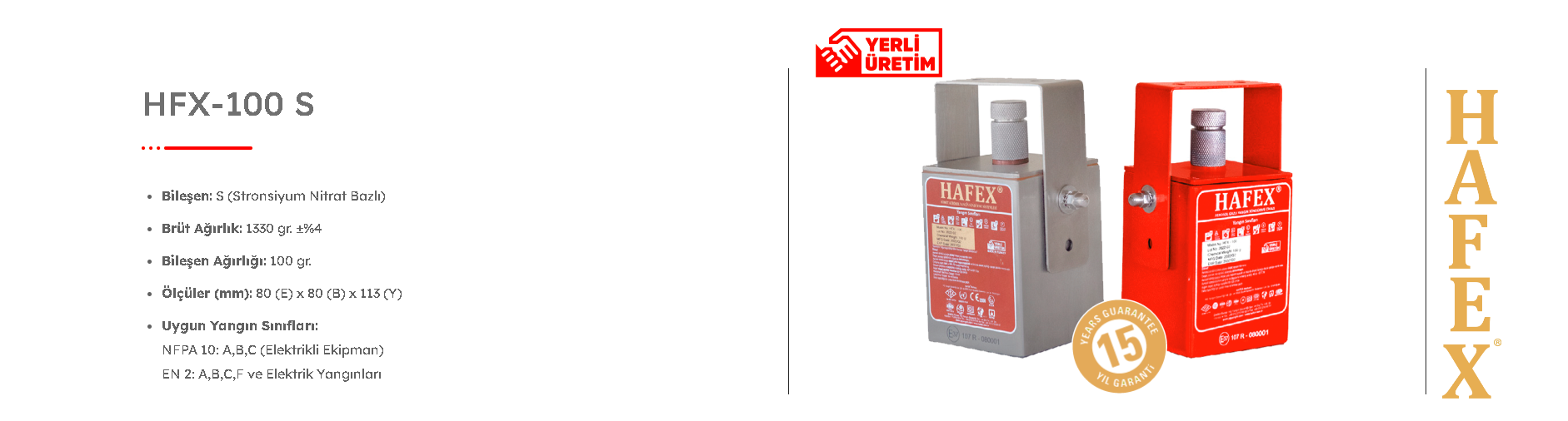 HFX-100S Aerosol Yangın Söndürücü | Elektrikli & Endüstriyel Yangınlar İçin Kompakt Sistem