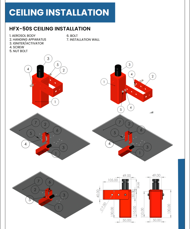 HFX-50S Aerosol Yangın Söndürücü | Elektrikli & Endüstriyel Yangınlar İçin Kompakt Sistem